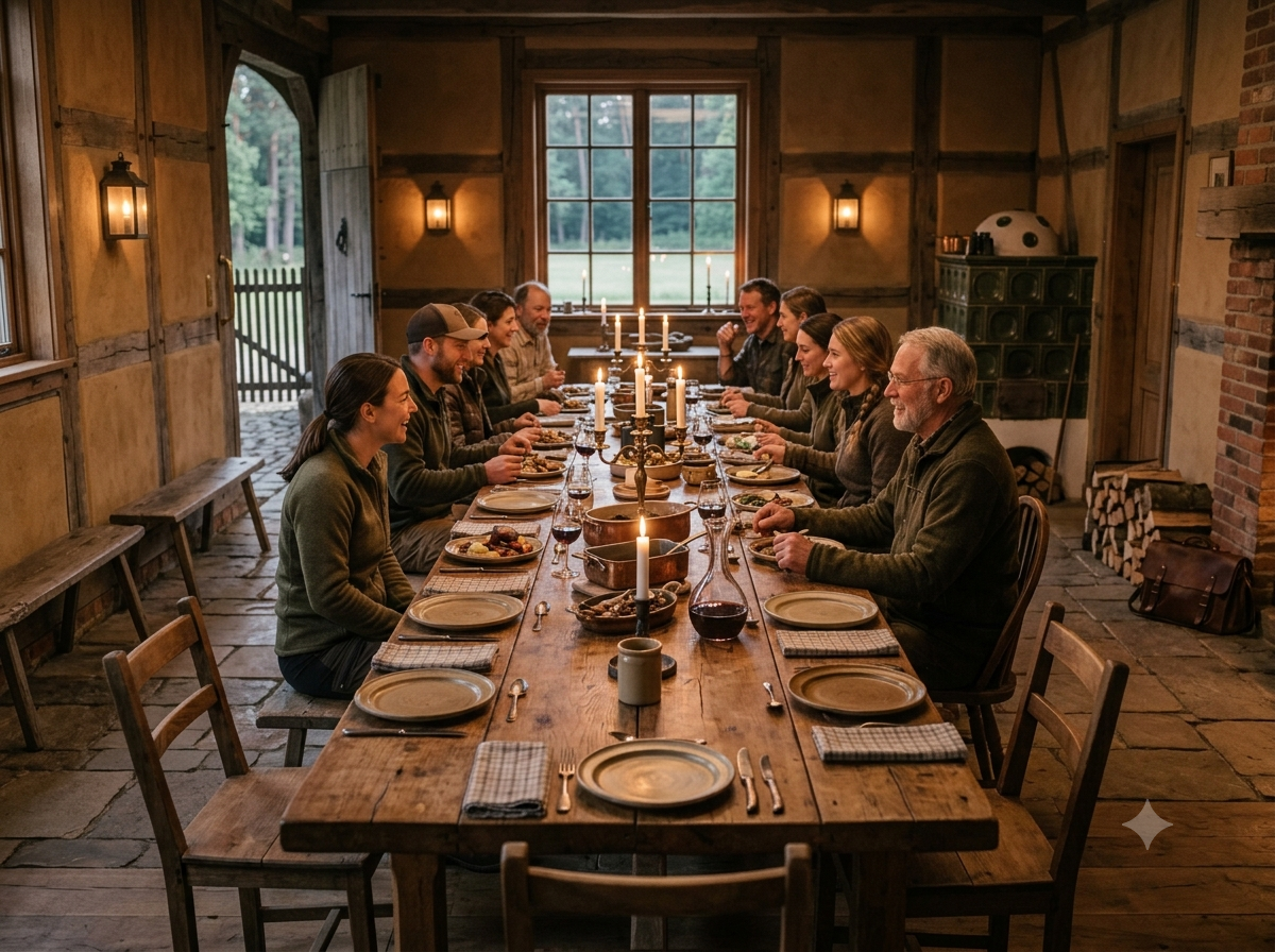 Geselliges Essen aus der Wildküche